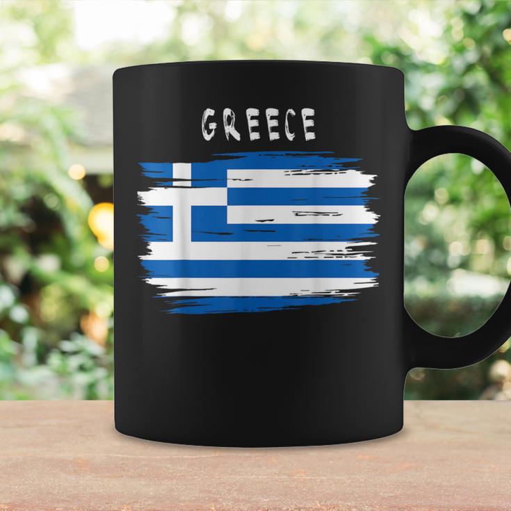 Greece Flag Brush Stroke Style Tassen Geschenkideen