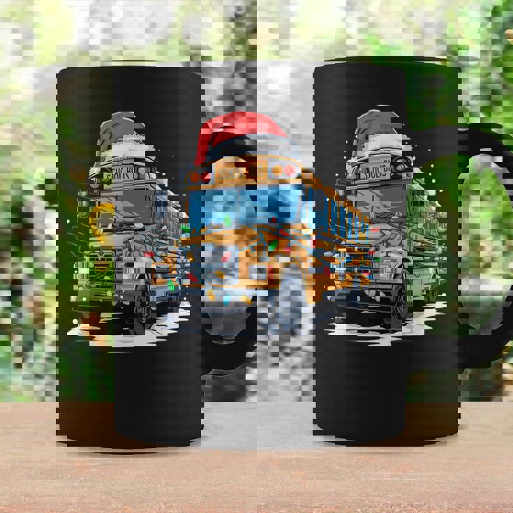 School Bus Christmas Tree Cute Santa Hat Lights Xmas Coffee Mug Gifts ideas