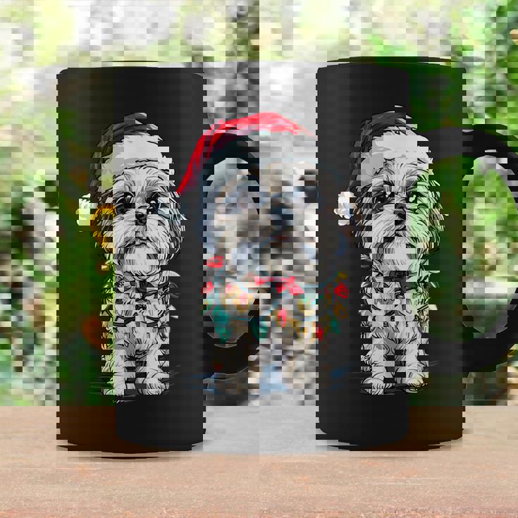 Shih Tzu Santa Christmas Tree Lights Xmas Dog Lover Pajama Coffee Mug Gifts ideas