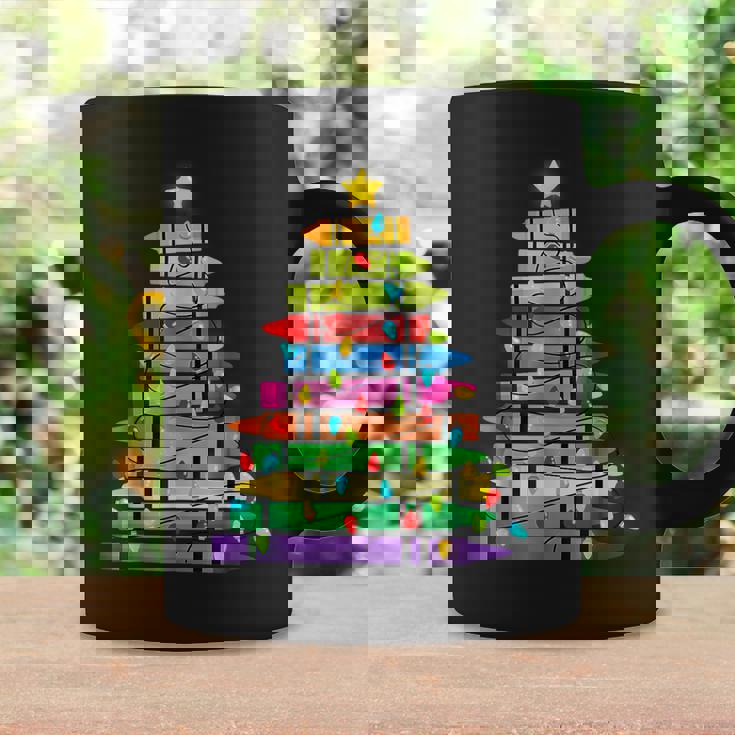 Teacher Crayon Christmas Tree Lights Student School Xmas Coffee Mug Gifts ideas