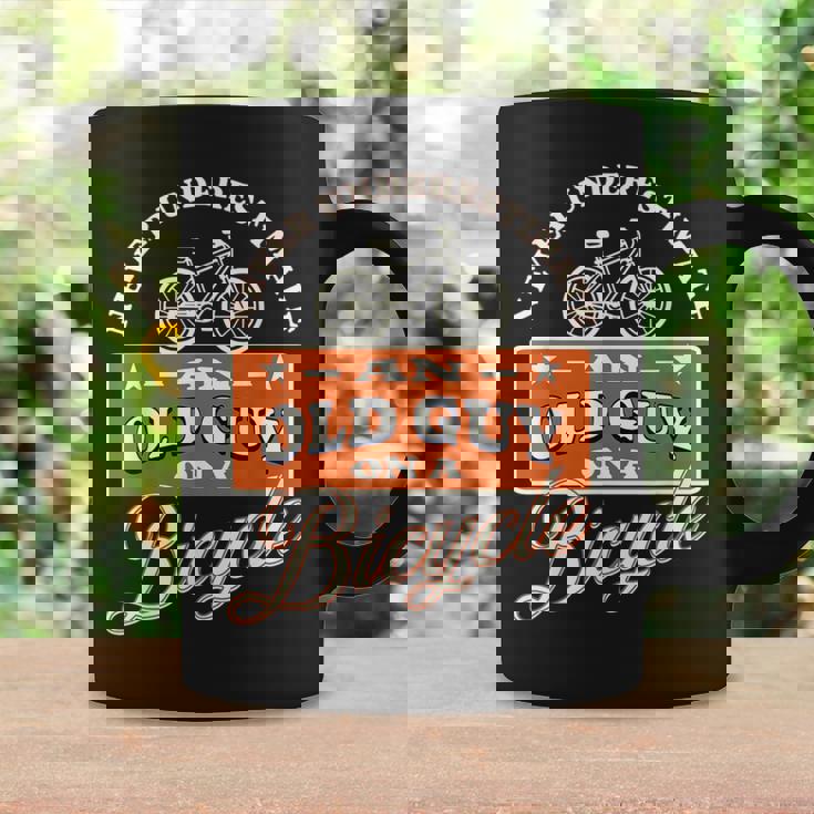 Never Underestimate An Old Man On A Bicycle Witty Cycling Coffee Mug Gifts ideas