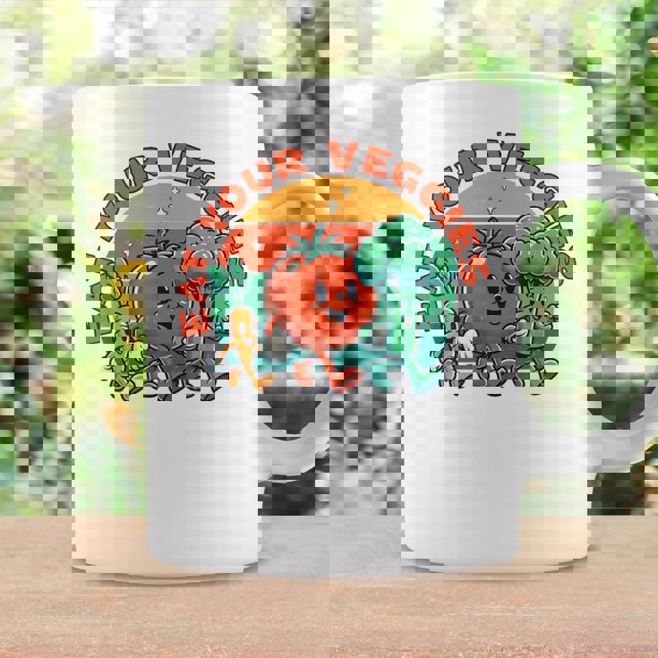 Eat Your Veggies Eat Your Vegetables Cute Vegetarian Retro Graphic Print Coffee Mug Gifts ideas