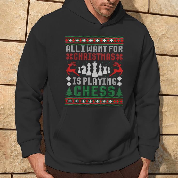 Alles Was Ich Zu Weihnachten Want Ist Schach Spielen Uglicher Christmas Jumper Kapuzenpullover Lebensstil