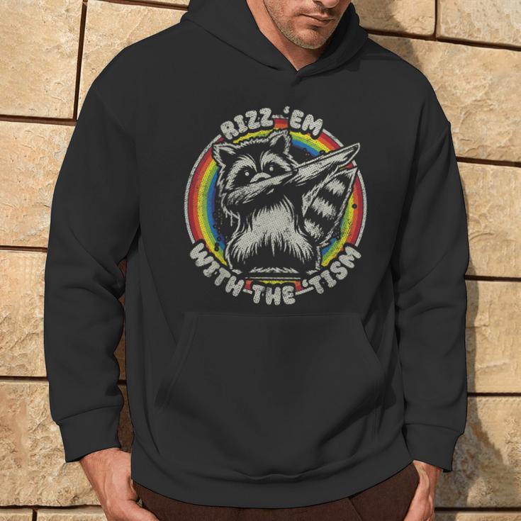 Autism Vintage Rizz Em With The Tism Meme Autistic Raccoon Hoodie ...