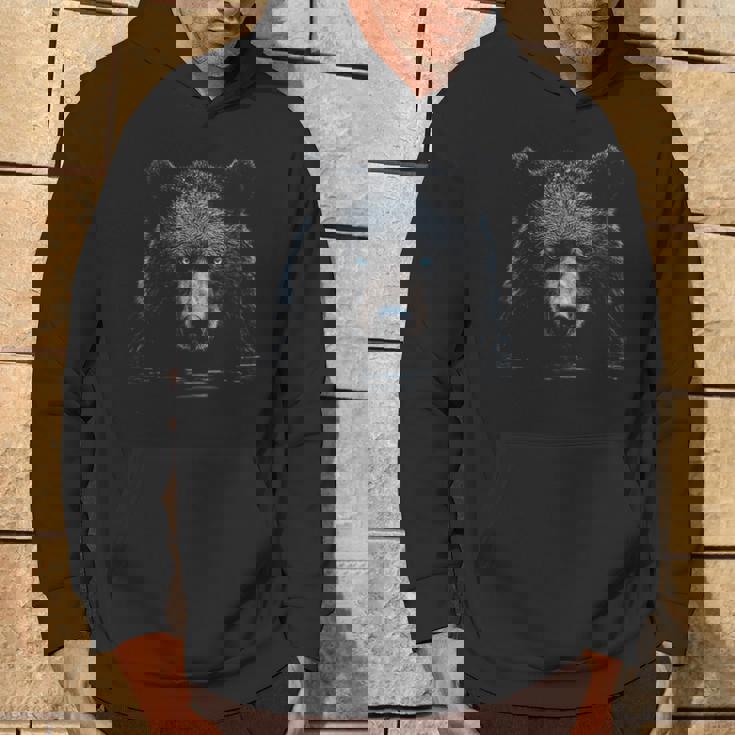 Bear Animal Motif Blue Eyes Illustration Bear Hoodie Lifestyle