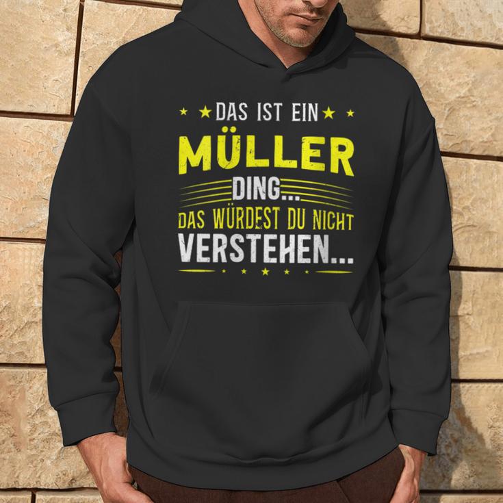 Damen Das Ist Ein Müller Ding Spruch Für Familie Müller Mit-Ausschnitt Kapuzenpullover Lebensstil