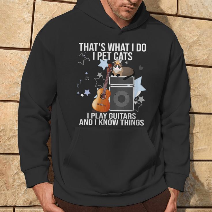 Damen Das Ist Was Ich Mache Ich Pet Cats Ich Spiele Gitarren & Ich Weiß Dinge Mit-Ausschnitt Kapuzenpullover Lebensstil