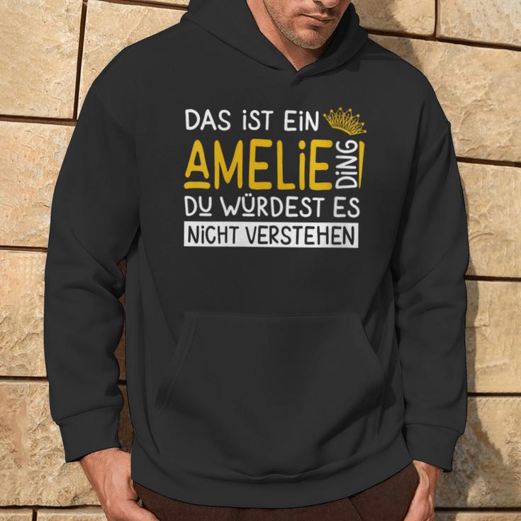 Damenorname Amelie Name Namenstag Spruch Das Ist Ein Amelie Ding Mit-Ausschnitt Kapuzenpullover Lebensstil