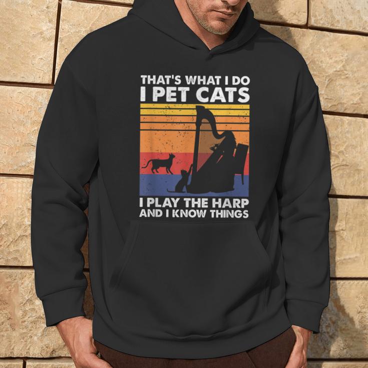 Das Ist Was Ich Tue Ich Pet Cats Ich Spiele Harfe & Ich Weiß Dinge Kapuzenpullover Lebensstil