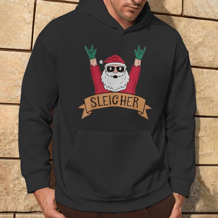 Sleigher Rock N Roll Santa Claus Christmas Hoodie Lifestyle