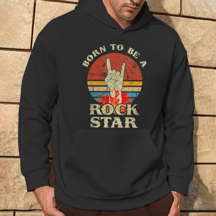 To Be Rockstar Heavy Metal Hand Hornintage Retro Born Kapuzenpullover Lebensstil