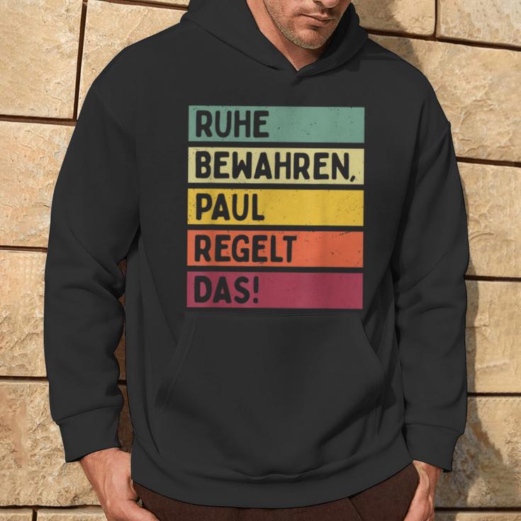 Ruhe Bewahren Paul Regelt Das Spruch In Retro Colours Kapuzenpullover Lebensstil