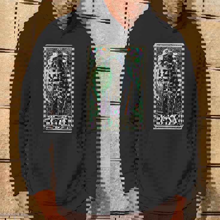Tarot Card The Toker 420 Cannabis Skeleton Stoner Weed Goth Hoodie Lifestyle