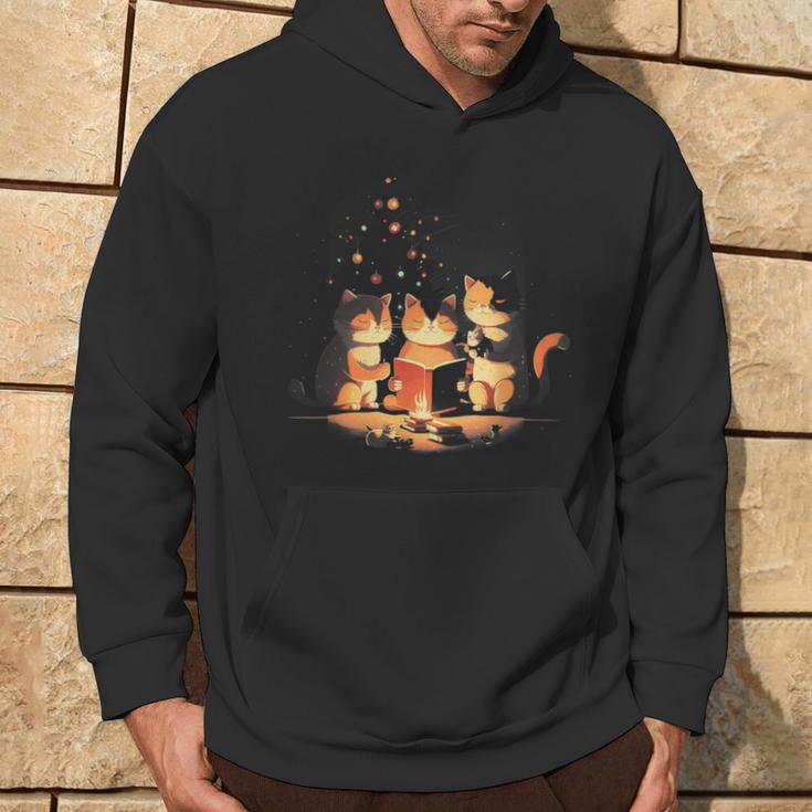 Weihnachtskatze Katze Süßer Hut Kunst Illustration Kapuzenpullover Lebensstil