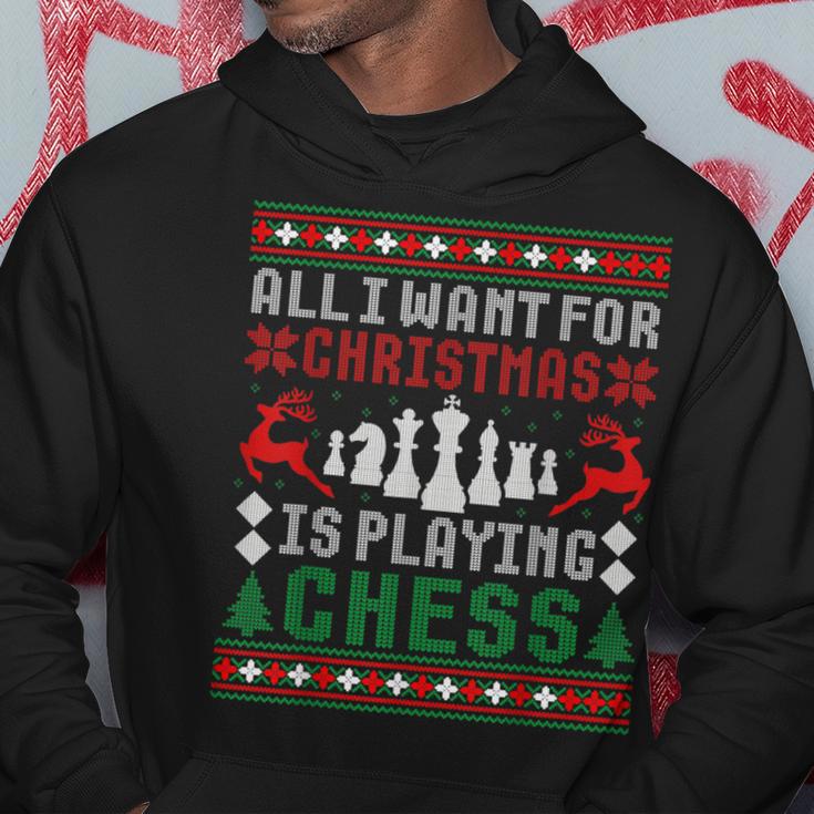 Alles Was Ich Zu Weihnachten Want Ist Schach Spielen Uglicher Christmas Jumper Kapuzenpullover Lustige Geschenke