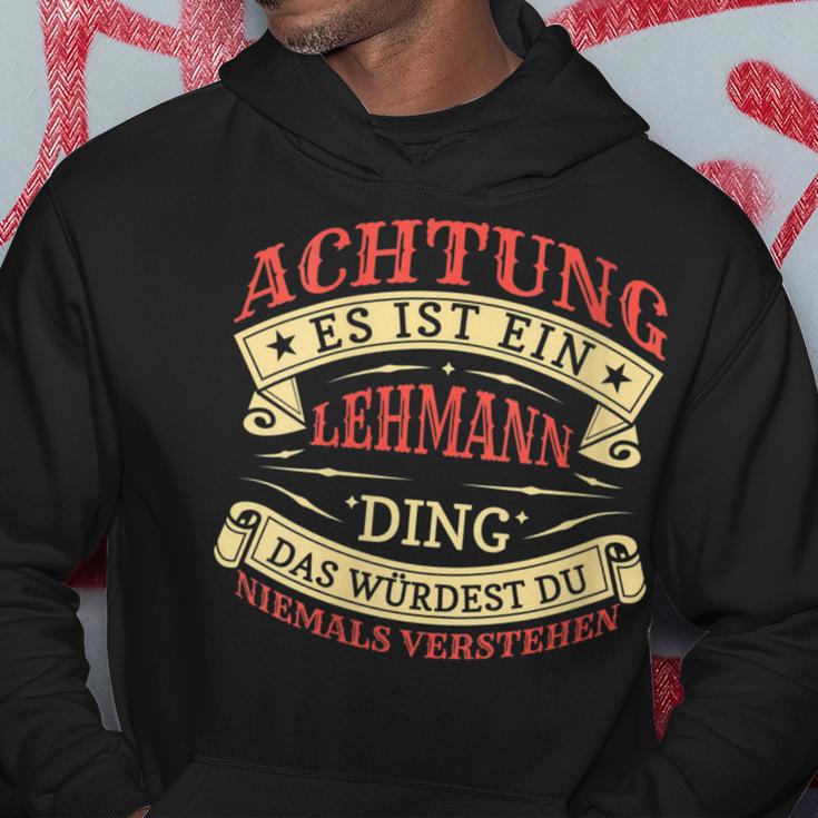 Damen Achtung Es Ist Ein Lehmann Ding Nachname Namensschild Mit-Ausschnitt Kapuzenpullover Lustige Geschenke