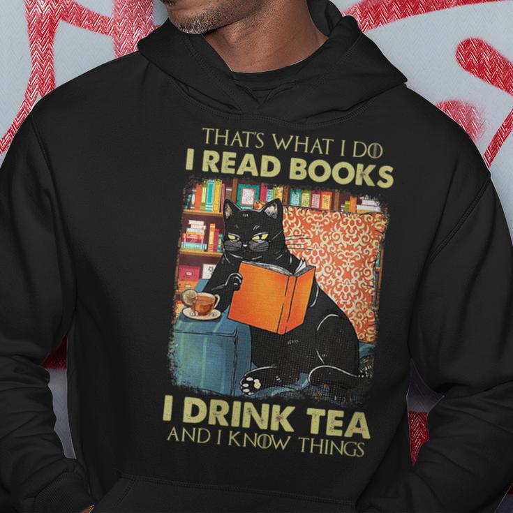 Damen Das Ist Was Ich Tue Ich Lese Bücher Ich Trinke Und Ich Weiß Dinge Mit-Ausschnitt Kapuzenpullover Lustige Geschenke