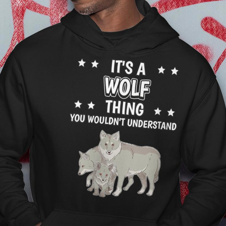 Damen Ist So Ein Wolf Ding Lustiger Spruch Wölfe Mit-Ausschnitt Kapuzenpullover Lustige Geschenke