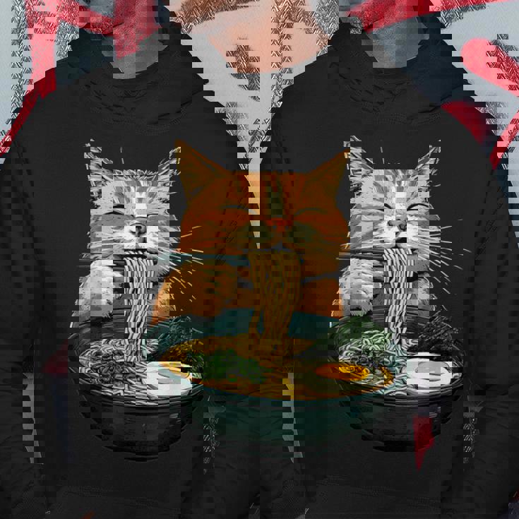 Cat Eating Ramen Japanese Graphic Anime Kawaii Cat Hoodie Unique Gifts