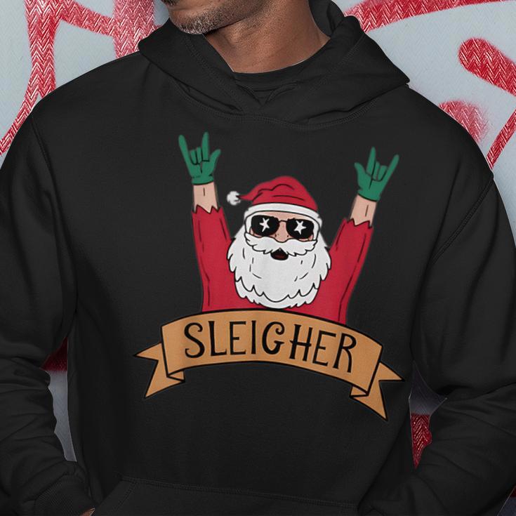 Sleigher Rock N Roll Santa Claus Christmas Hoodie Funny Gifts