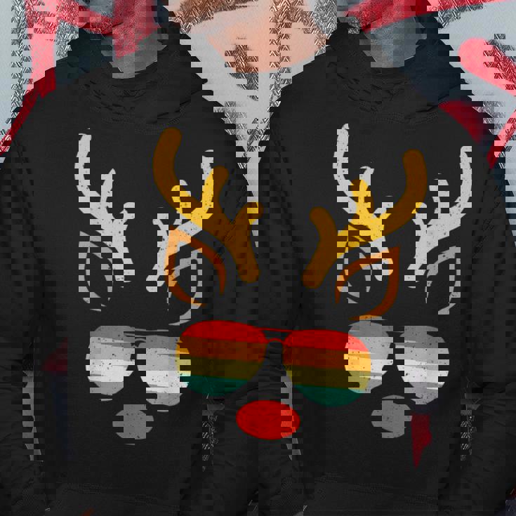 Reindeer Sunglasses Retro Sunset Christmas Family Matching Hoodie Personalized Gifts