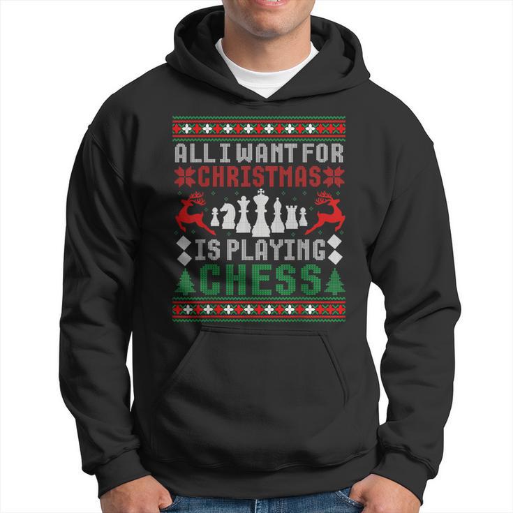 Alles Was Ich Zu Weihnachten Want Ist Schach Spielen Uglicher Christmas Jumper Kapuzenpullover