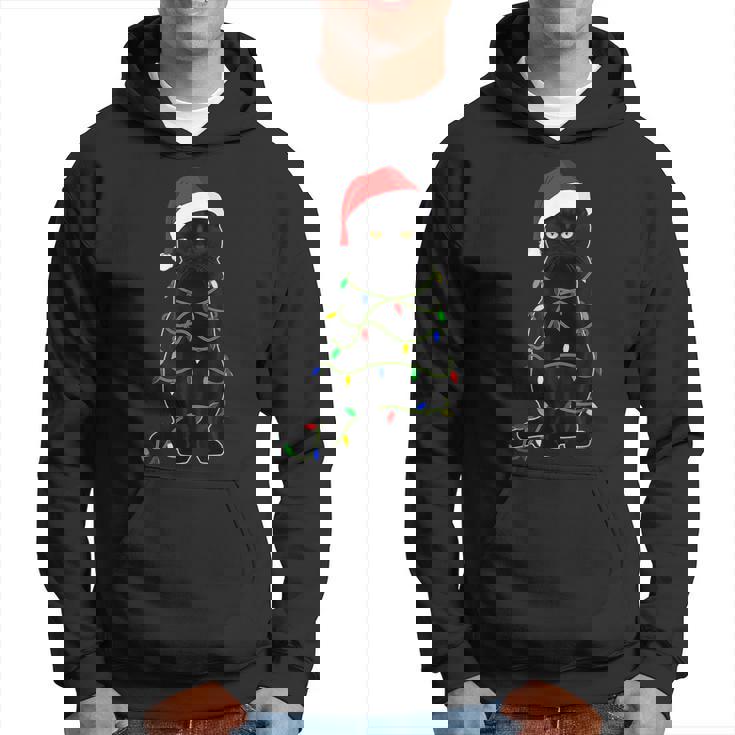 Black Cat Santa Christmas Family Matching Pajamas Xmas Hoodie