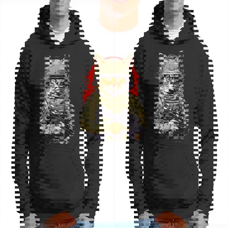 Army Cat With Gun Soldier Warrior Kitty Hoodie