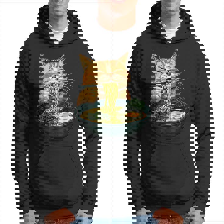 Cat Eating Ramen Japanese Graphic Anime Kawaii Cat Hoodie