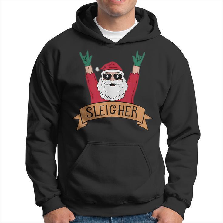 Sleigher Rock N Roll Santa Claus Christmas Hoodie