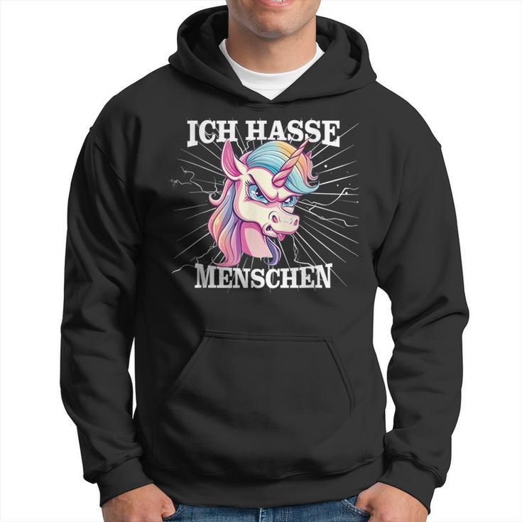 Unicorn Meme Based Ich Hasse Menschen Kapuzenpullover