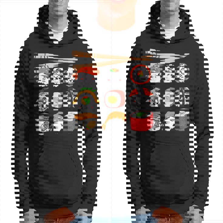 Happy Sushi Anime Kawaii Set For Japanese Food Lovers Hoodie