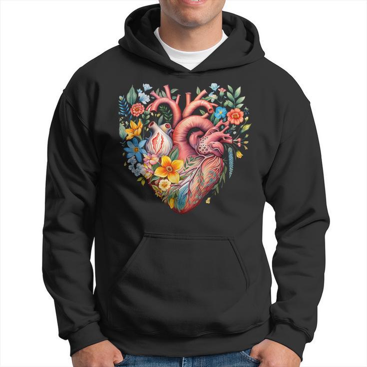 Herz Blumen Menschliches Organ Anatomie Liebe Kapuzenpullover