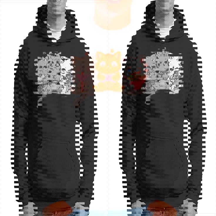 Kawaii Gamer Gaming Cat Boba Cat Bubble Tea Ramen Cats Hoodie
