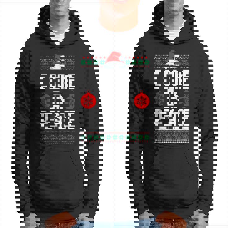 I Come In Peace Matching Couple Ugly Christmas Xmas Sweaters Hoodie