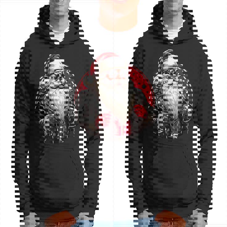Père Noël Punk Motard Cool Noël Sweat à capuche