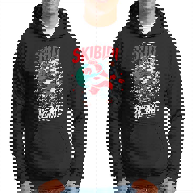 Retro Skibidi Rizzmas Santa Clause Skating Board Xmas Hoodie