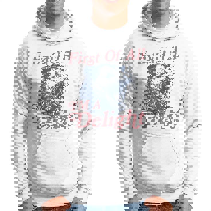First Of All I'm A Delight Angry Opossum Possum Hoodie | Seseable CA