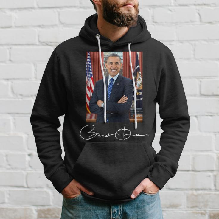 Barack Obama Signature And Portrait Kapuzenpullover Geschenke für Ihn