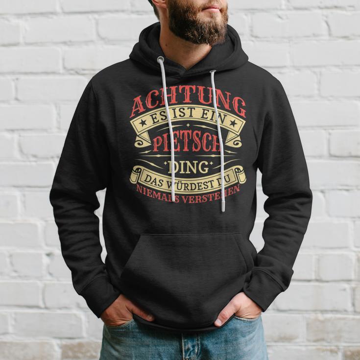 Damen Achtung Es Ist Ein Pietsch Ding Nachname Namensschild Mit-Ausschnitt Kapuzenpullover Geschenke für Ihn