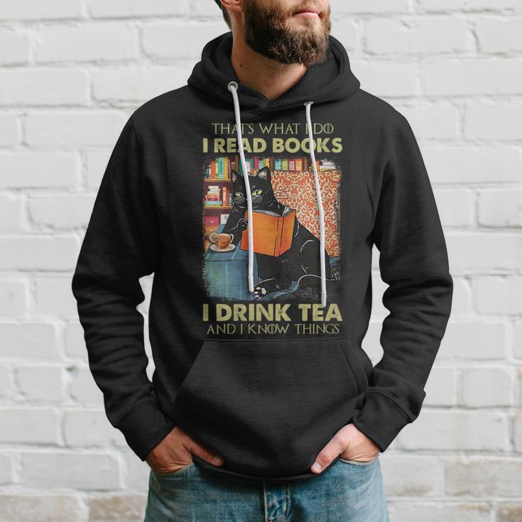 Damen Das Ist Was Ich Tue Ich Lese Bücher Ich Trinke Und Ich Weiß Dinge Mit-Ausschnitt Kapuzenpullover Geschenke für Ihn