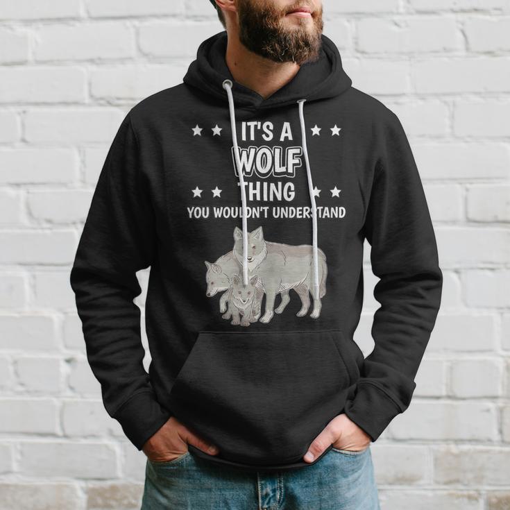 Damen Ist So Ein Wolf Ding Lustiger Spruch Wölfe Mit-Ausschnitt Kapuzenpullover Geschenke für Ihn