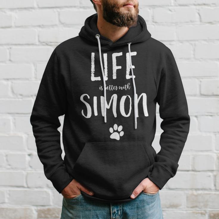 Life Is Better With Simon Dog Name Kapuzenpullover Geschenke für Ihn