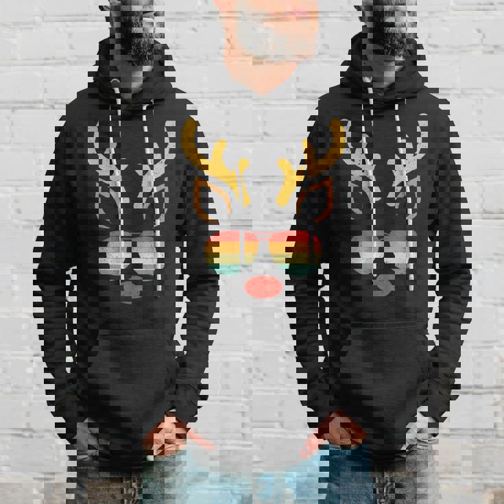 Reindeer Sunglasses Retro Sunset Christmas Family Matching Hoodie Gifts for Him