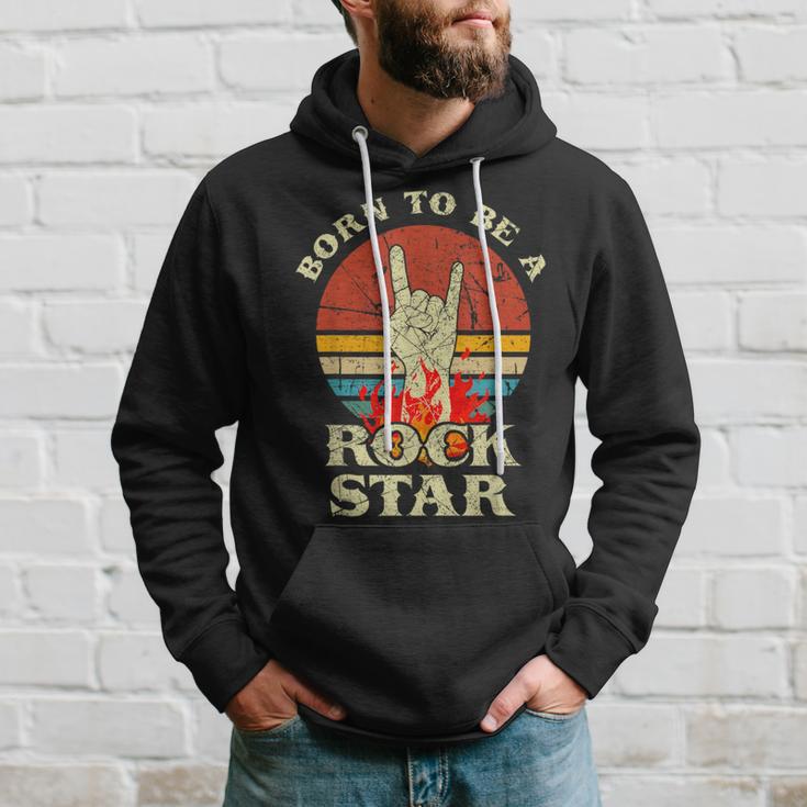 To Be Rockstar Heavy Metal Hand Hornintage Retro Born Kapuzenpullover Geschenke für Ihn