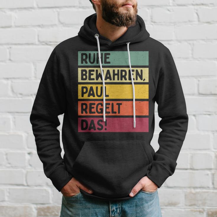 Ruhe Bewahren Paul Regelt Das Spruch In Retro Colours Kapuzenpullover Geschenke für Ihn