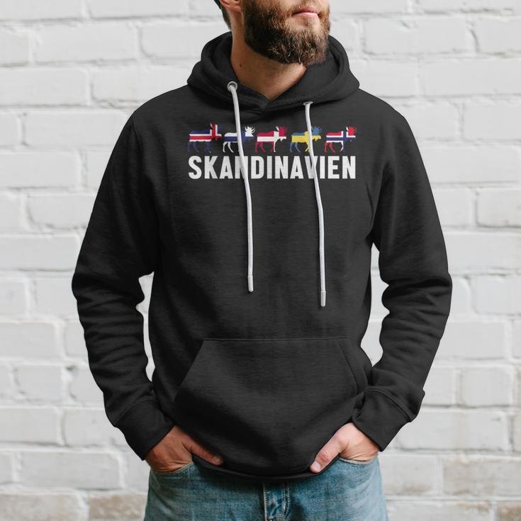 Scandinavia Sweden Norway Denmark Flags Elk Holiday Kapuzenpullover Geschenke für Ihn