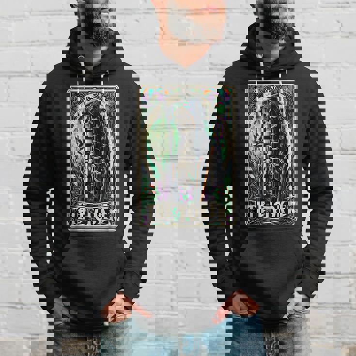 Tarot Card The Toker 420 Cannabis Skeleton Stoner Weed Goth Hoodie Gifts for Him