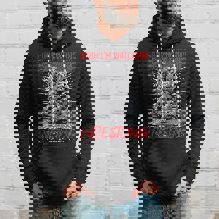 Wrestling Wrestler Shhh I'm Watching Wrestling Hoodie Gifts for Him