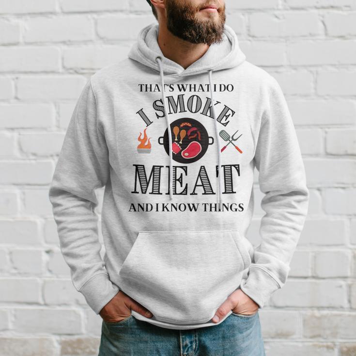 Damen Das Ist Was Ich Tue Ich Rauche Fleisch Und Ich Weiß Dinge Mit-Ausschnitt Kapuzenpullover Geschenke für Ihn